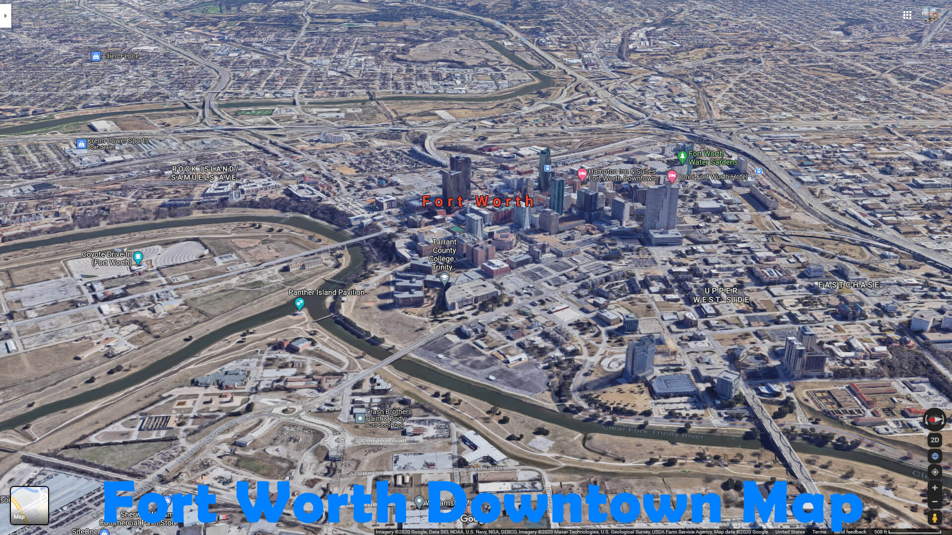 Fort Worth Centre Ville carte